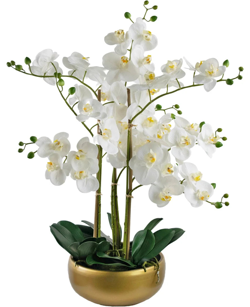 kunst-orchidee-real-touch-50cm-wit-in-pot-goud