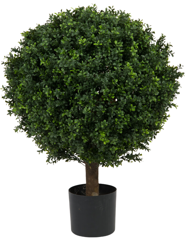 Kunstige buxus bol op houten stam