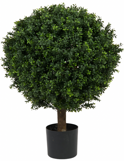 Kunstige buxus bol op houten stam