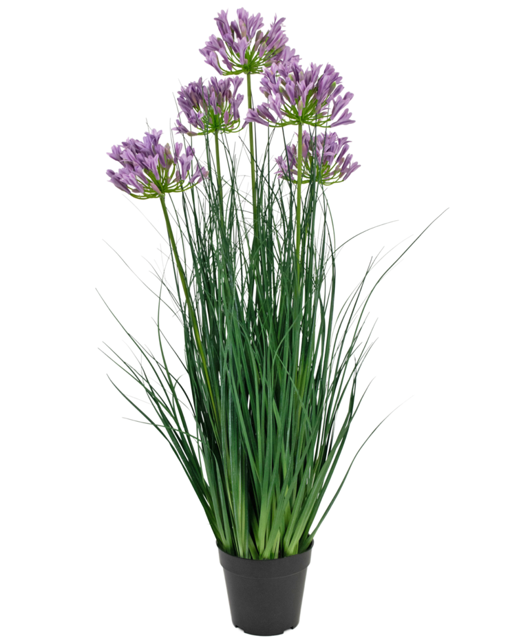 Kunstgras paarse Agapanthus uiengraspot 90cm brandvertragend