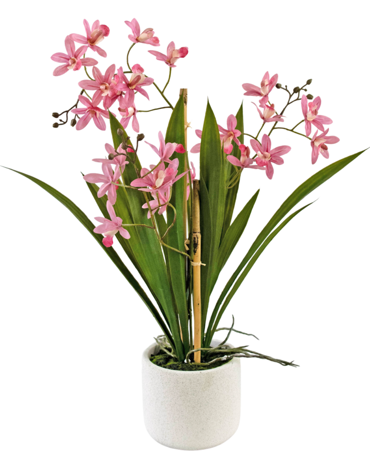 Kunstplant Mini Cymbidium Real Touch 45 cm roze