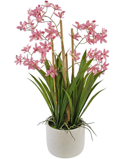 Kunstplant Mini Cymbidium Real Touch 58 cm roze