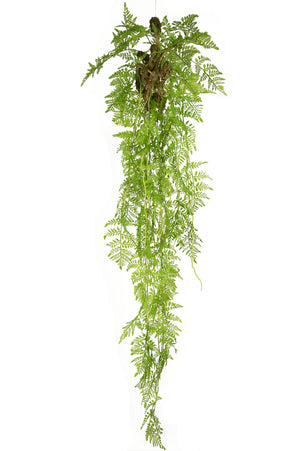 Groene kunst hangplant met varenbladeren