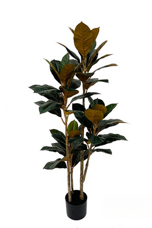 Rubberboom kunstplant 140 cm - Ficus elastica met 3 stammen